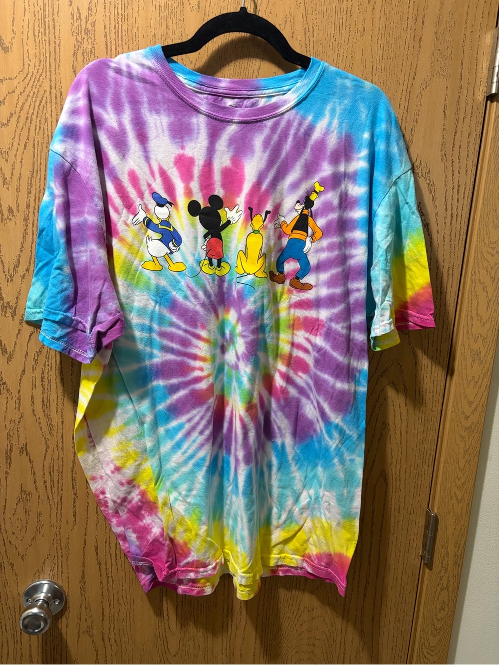 Disney Mickey Mouse & Friends Tie Dye Graphic T-Shirt XXL Colorful